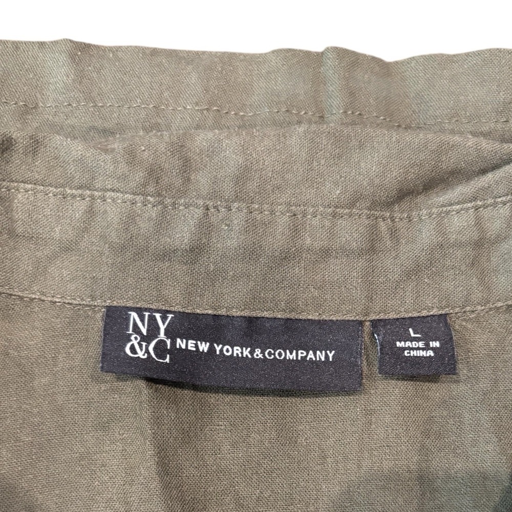 New York &‎ Company Olive Sleeveless Linen Blend Shift Dress Size L - Picture 3 of 5